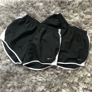 2 pairs of Nike Girl’s Running Shorts w/ Liner B&W